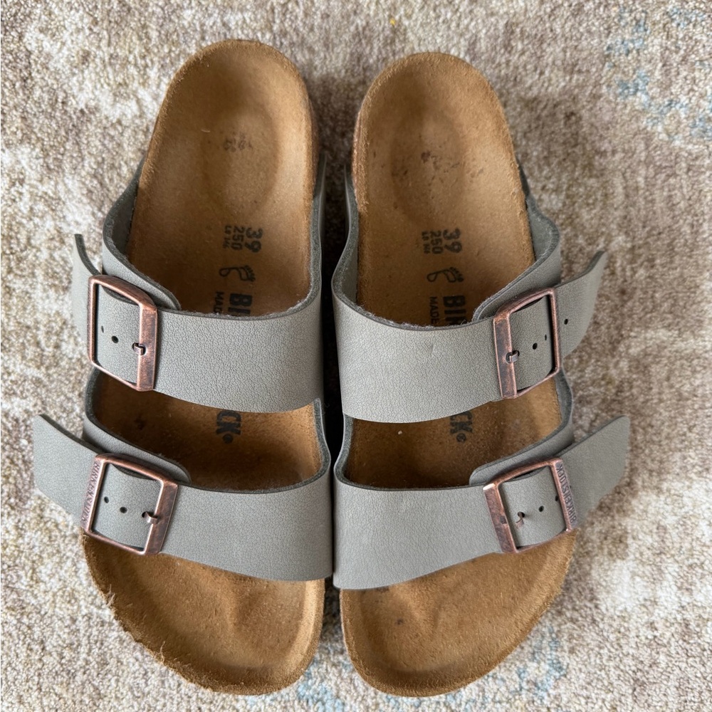 Birkenstock Arizona Gray Leather Sandals